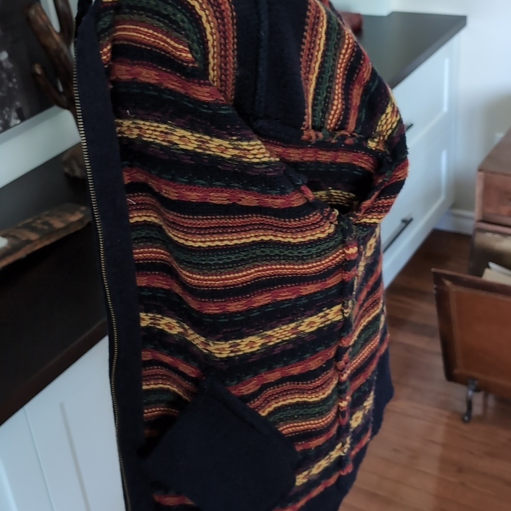VGT 90s Bean Pole Woman's Multi-colored Striped Hooded Zippered Sweater. - Picture 9 of 12
